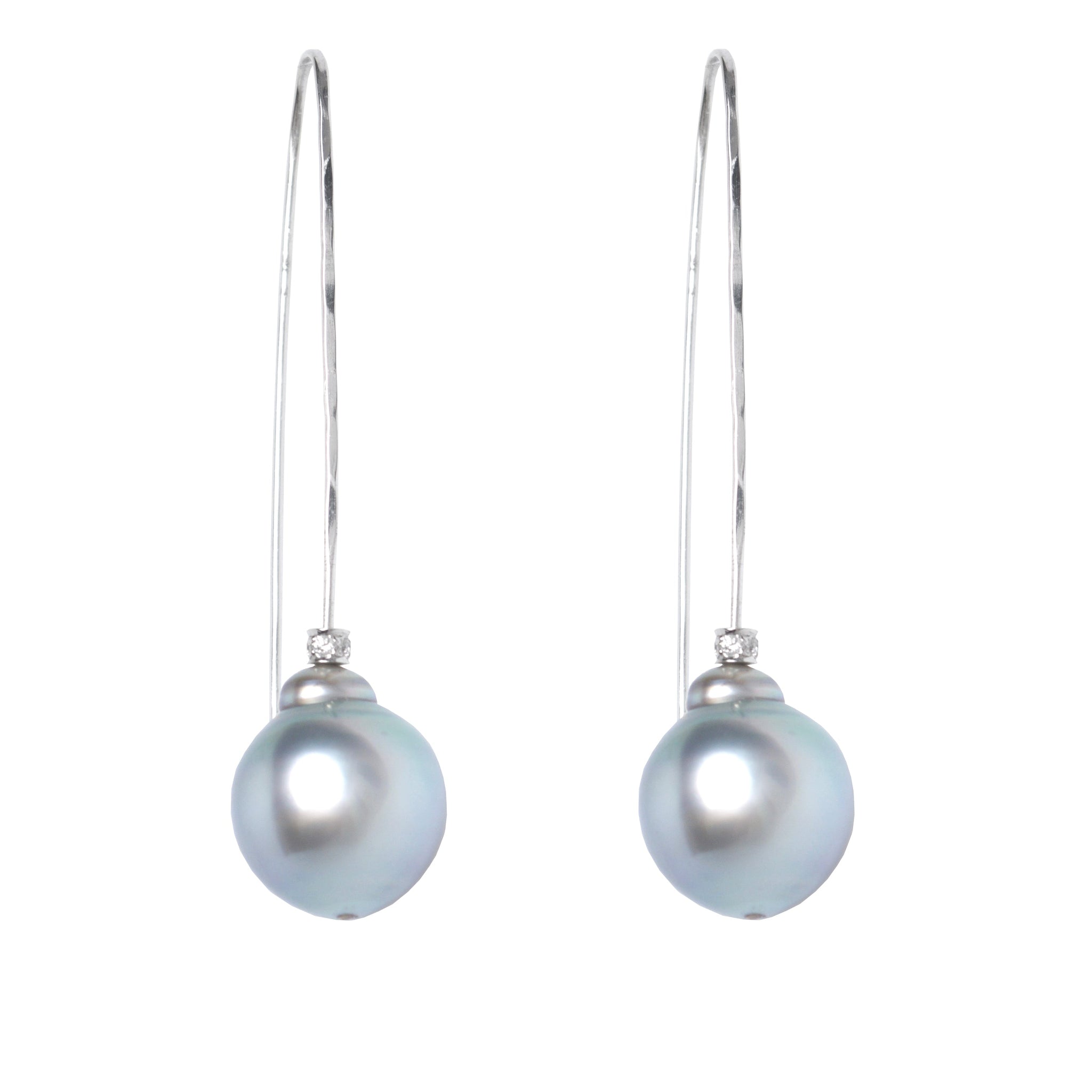 L.A. STEIN Diamond Tahitian Pearl Drop Earrings