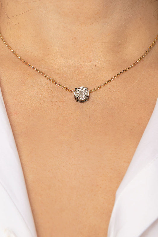L.A. STEIN Yellow Gold Blackened Diamond Infinity Stud Necklace