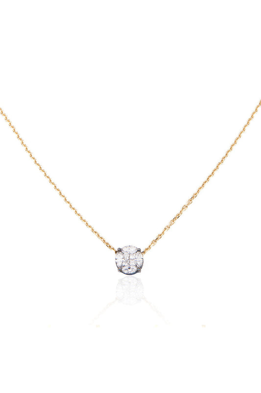 L.A. STEIN Yellow Gold Blackened Diamond Infinity Stud Necklace