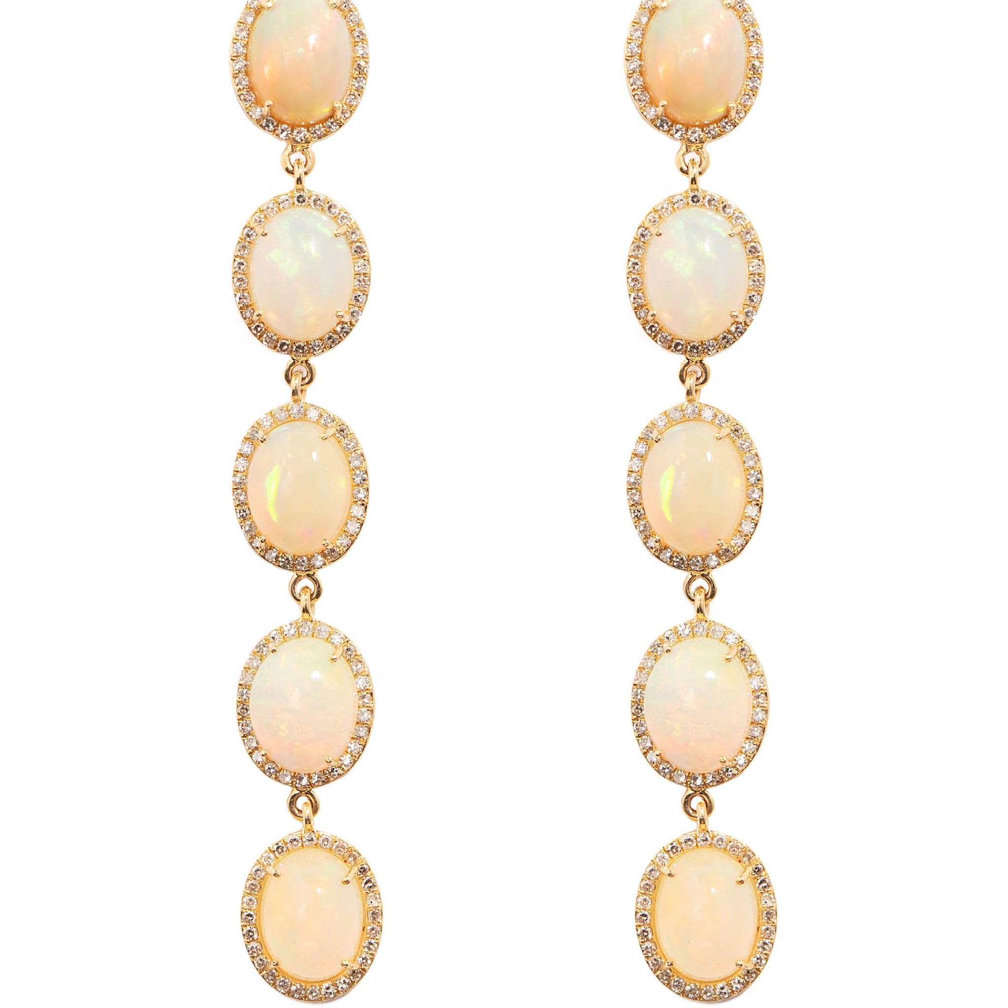 L.A. STEIN 5 Diamond Opal Earrings in 14k Yellow Gold