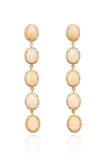 L.A. STEIN 5 Diamond Opal Earrings in 14k Yellow Gold