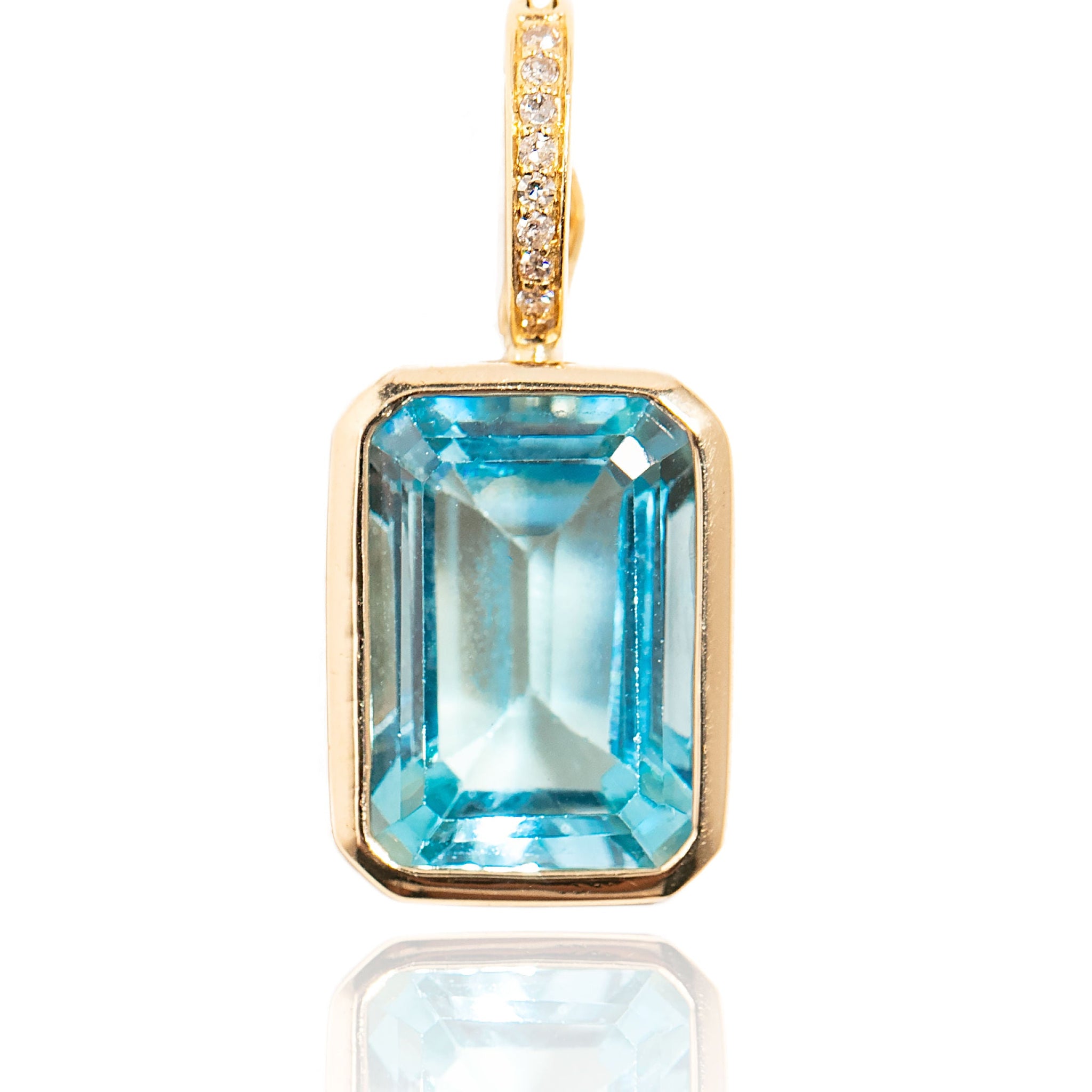 L.A. STEIN Diamond Blue Topaz Pendant in Yellow Gold