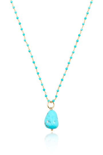 L.A. STEIN Sleeping Beauty Turquoise Nugget Necklace with Diamond
