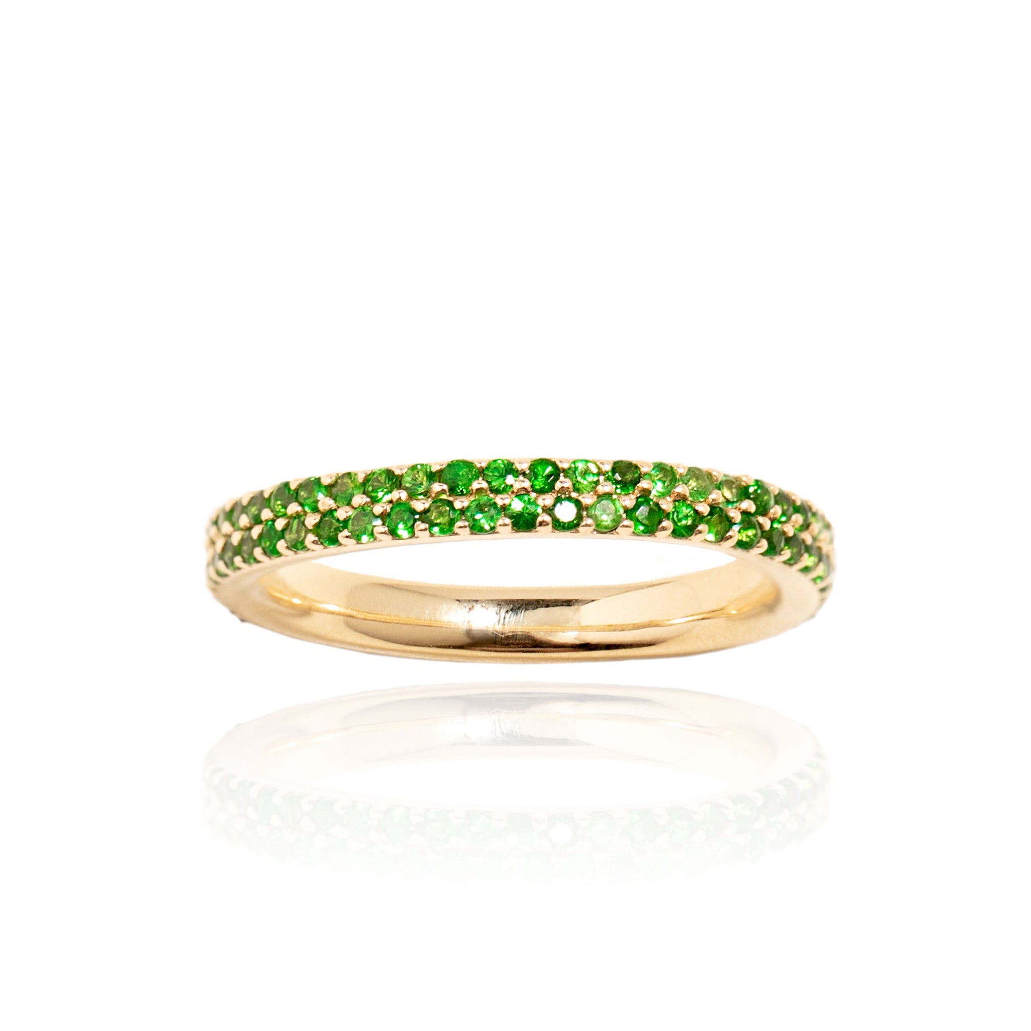 L.A. STEIN Tsavorite Pavé Ring in 18k Yellow Gold