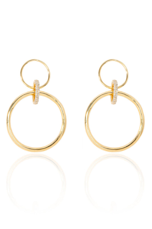 L.A. STEIN Diamond Mini Twisted Trinity Hoops in Yellow Gold