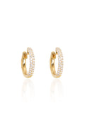 L.A. STEIN Pavé Diamond Huggies in Yellow Gold