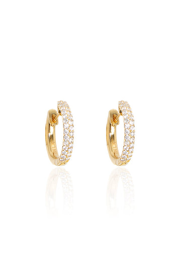L.A. STEIN Pavé Diamond Huggies in Yellow Gold