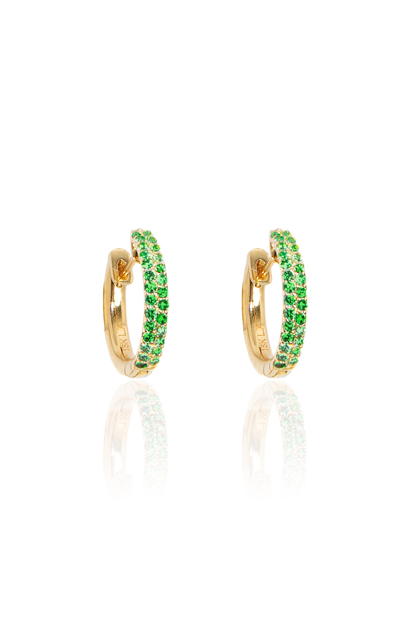 L.A. STEIN Tsavorite Pavé Huggies in Yellow Gold