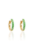 L.A. STEIN Tsavorite Pavé Huggies in Yellow Gold