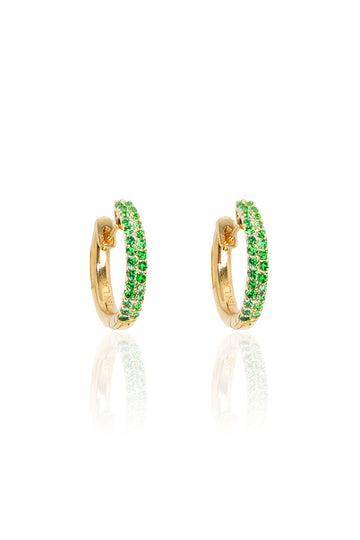L.A. STEIN Tsavorite Pavé Huggies in Yellow Gold