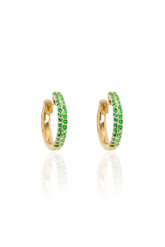 L.A. STEIN Tsavorite Pavé Huggies in Yellow Gold