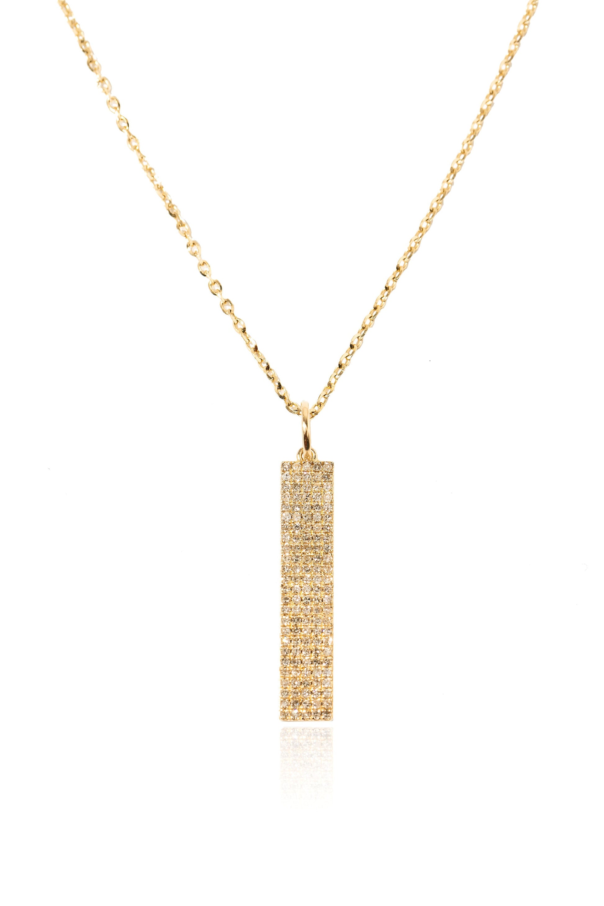 L.A. STEIN Vertical Pavé Diamond Bar Necklace in Yellow Gold