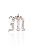 L.A. STEIN Gothic Initial Diamond Pavé Pendant M White Gold