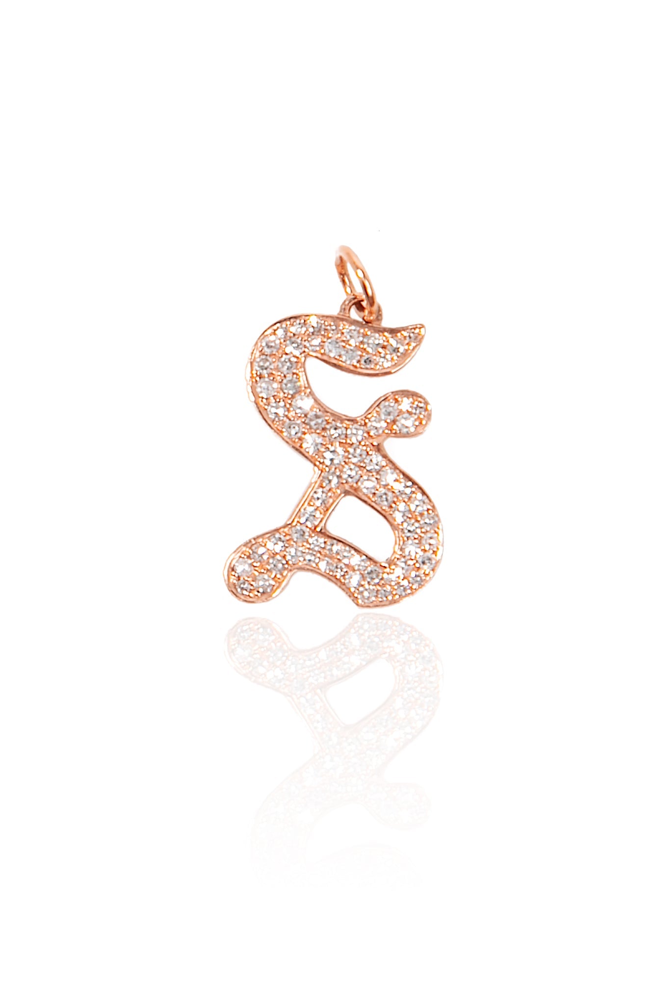 L.A. STEIN Gothic Initial Diamond Pavé Pendant S Rose Gold