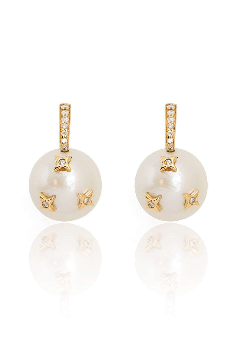 L.A. STEIN Diamond Star Pearl Drop Earrings