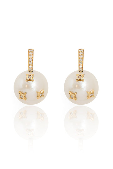 L.A. STEIN Diamond Star Pearl Drop Earrings