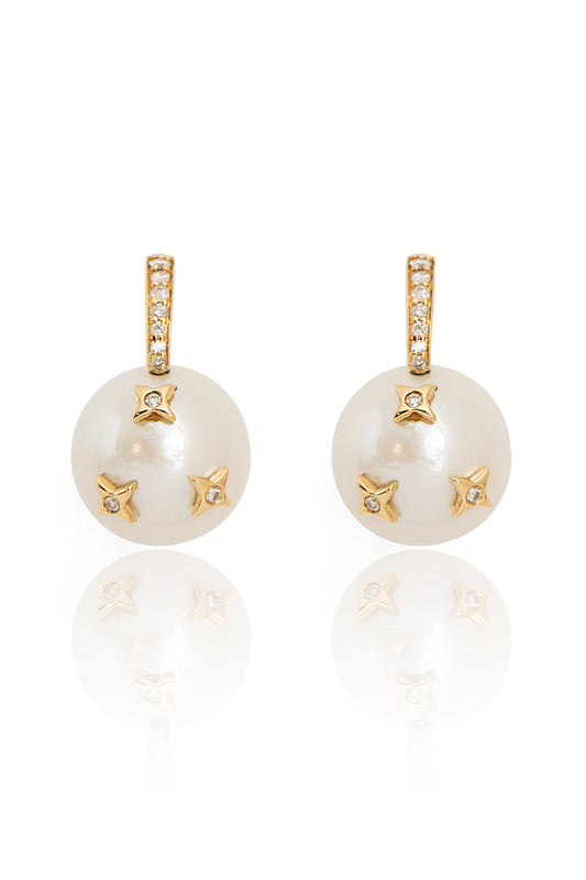 L.A. STEIN Diamond Star Pearl Drop Earrings
