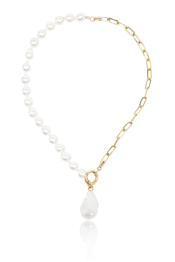 L.A. STEIN South Sea Long Link Necklace with Jumbo Baroque Drop