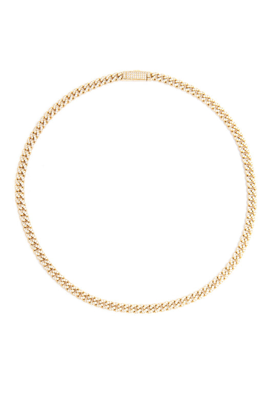 L.A. STEIN Small Diamond Miami Cuban Chain Necklace in Yellow Gold