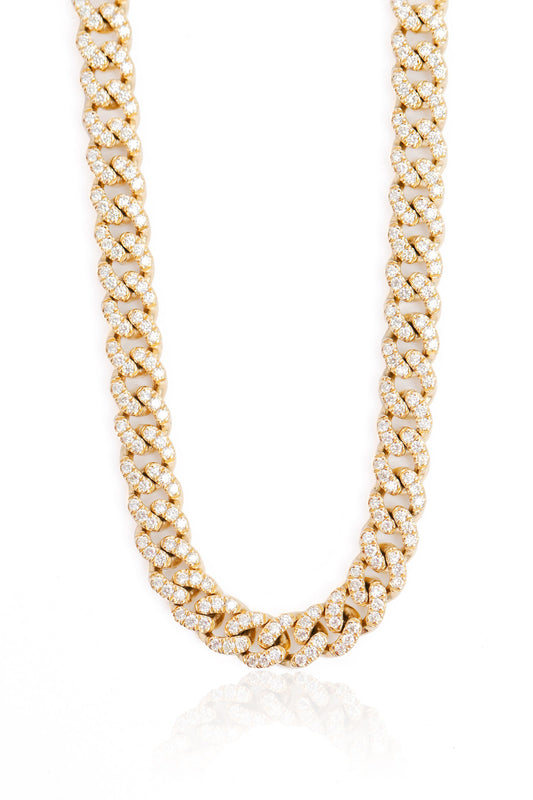 L.A. STEIN Small Diamond Miami Cuban Chain Necklace in Yellow Gold