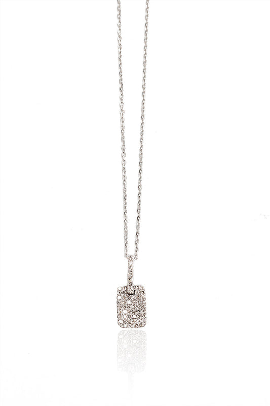 L.A. STEIN Micro Mini Pavé Diamond ID Tag in White Gold