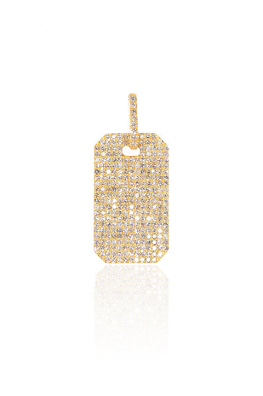 L.A. STEIN Large Full Cut Pavé Diamond ID Tag