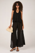 LA BOTTEGA DI BRUNELLA Cairo Linen Aloe Halter Top in Black