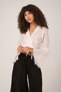 LA BOTTEGA DI BRUNELLA Garza Egitto Bolero Mango Top in Latte