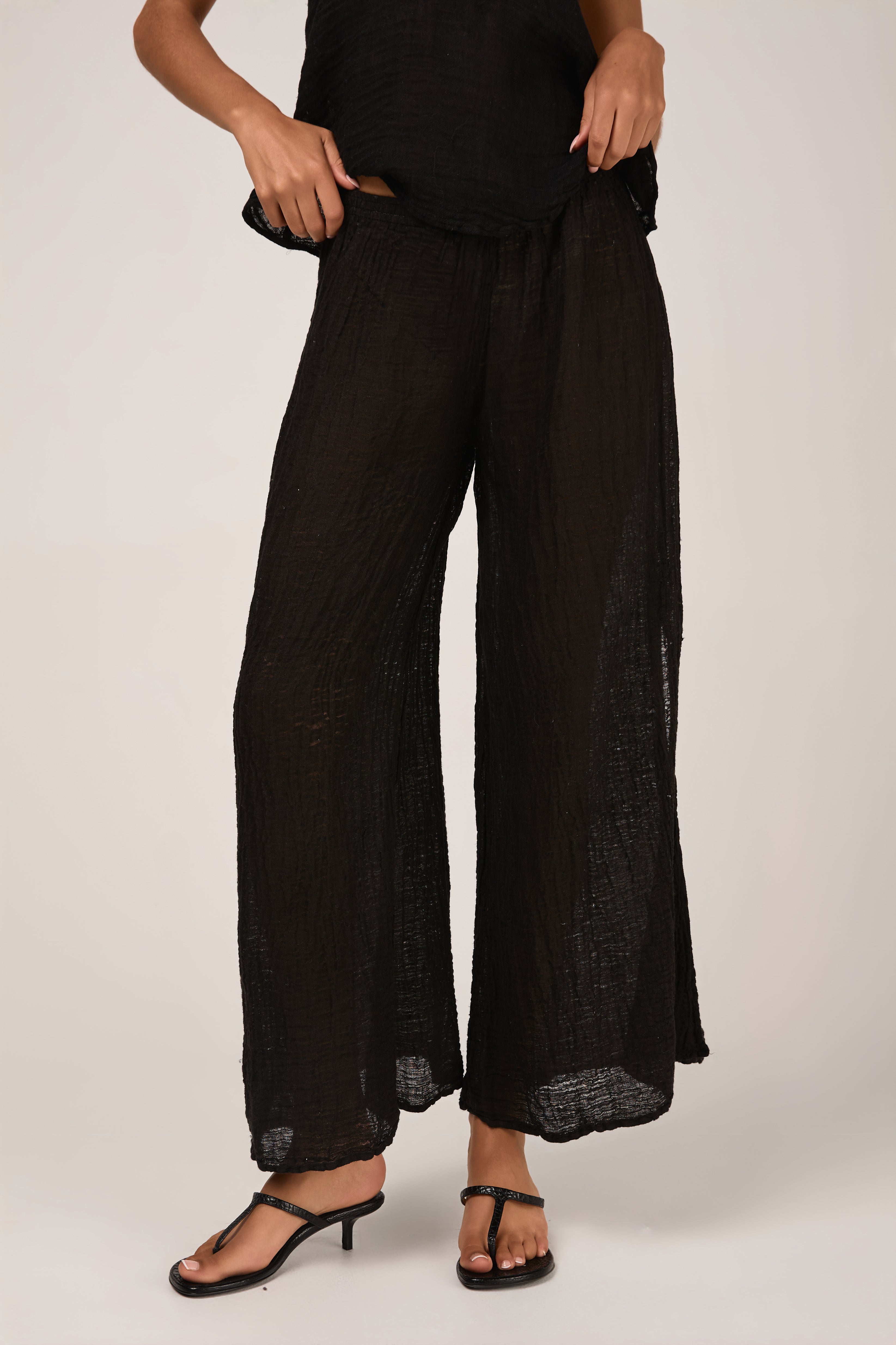 Pantalone Sequoia Garzata Linen Pant in Nero