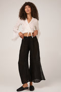 LA BOTTEGA DI BRUNELLA Pantalone Sequoia Garzata Linen Pant in Nero