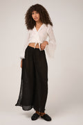 LA BOTTEGA DI BRUNELLA Pantalone Sequoia Garzata Linen Pant in Nero