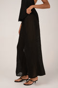 LA BOTTEGA DI BRUNELLA Pantalone Sequoia Garzata Linen Pant in Nero
