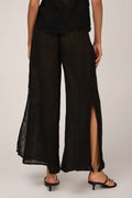LA BOTTEGA DI BRUNELLA Pantalone Sequoia Garzata Linen Pant in Nero