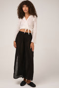 LA BOTTEGA DI BRUNELLA Pantalone Sequoia Garzata Linen Pant in Nero