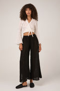 LA BOTTEGA DI BRUNELLA Pantalone Sequoia Garzata Linen Pant in Nero