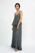 LA BOTTEGA DI BRUNELLA Tammorra Garzata Skirt in Eucalipto