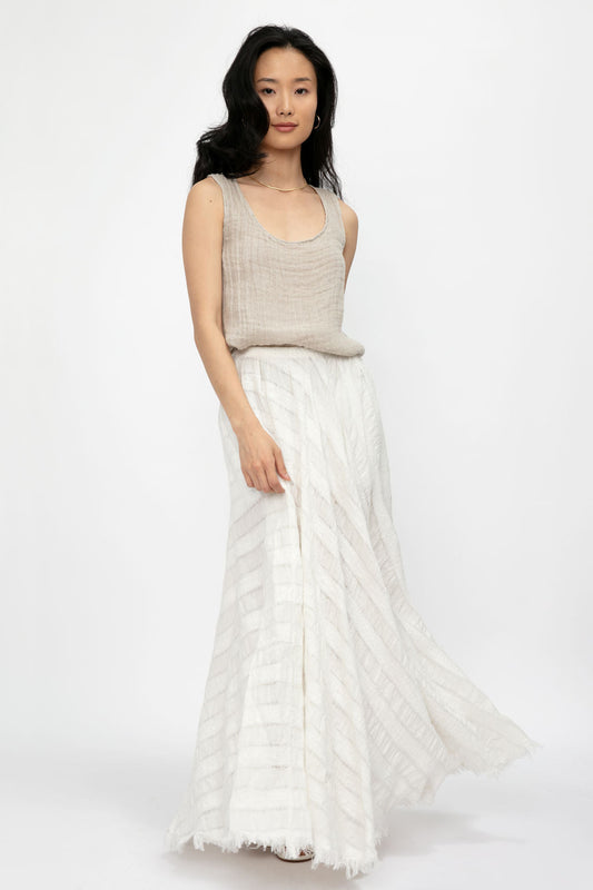 LA BOTTEGA DI BRUNELLA Tammorra Talea Linen Skirt in Latte