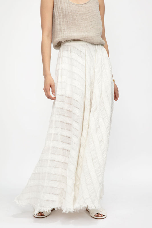 LA BOTTEGA DI BRUNELLA Tammorra Talea Linen Skirt in Latte