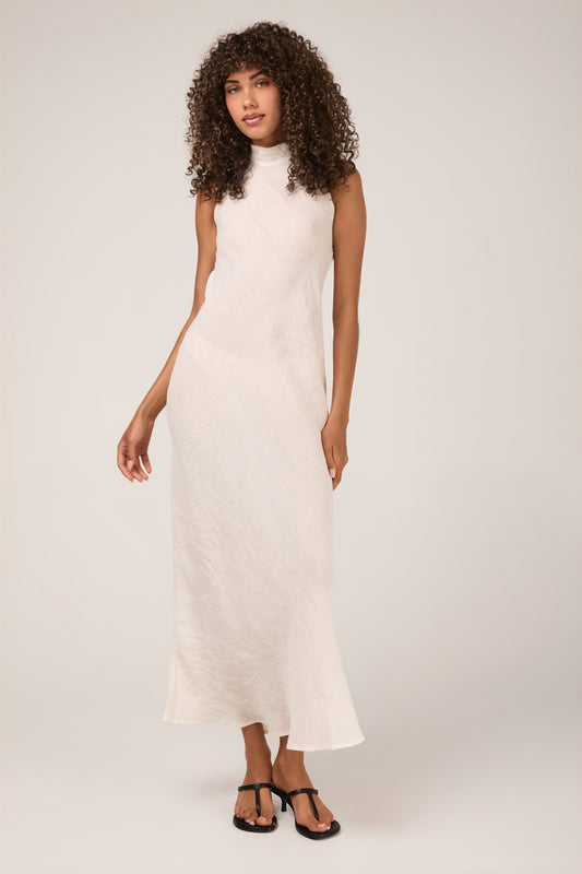 LA BOTTEGA DI BRUNELLA Vestito Ramses Battista Linen Dress in Latte
