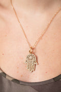 L.A. STEIN Diamond Hamsa Necklace in Rose Gold