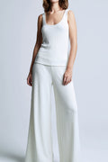 L'AGENCE Iman U-Neck Ribbed Tank Top in Ivory