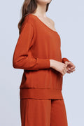 L'AGENCE Kimora Off Shoulder Top in Rust
