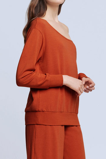 L'AGENCE Kimora Off Shoulder Top in Rust