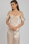 L'AGENCE Ellington Draped Sleeve Camisole in Pearl
