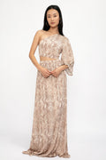 L'AGENCE Fontana One Shoulder Dress in Neutral Multi Cobra