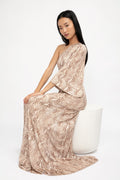 L'AGENCE Fontana One Shoulder Dress in Neutral Multi Cobra