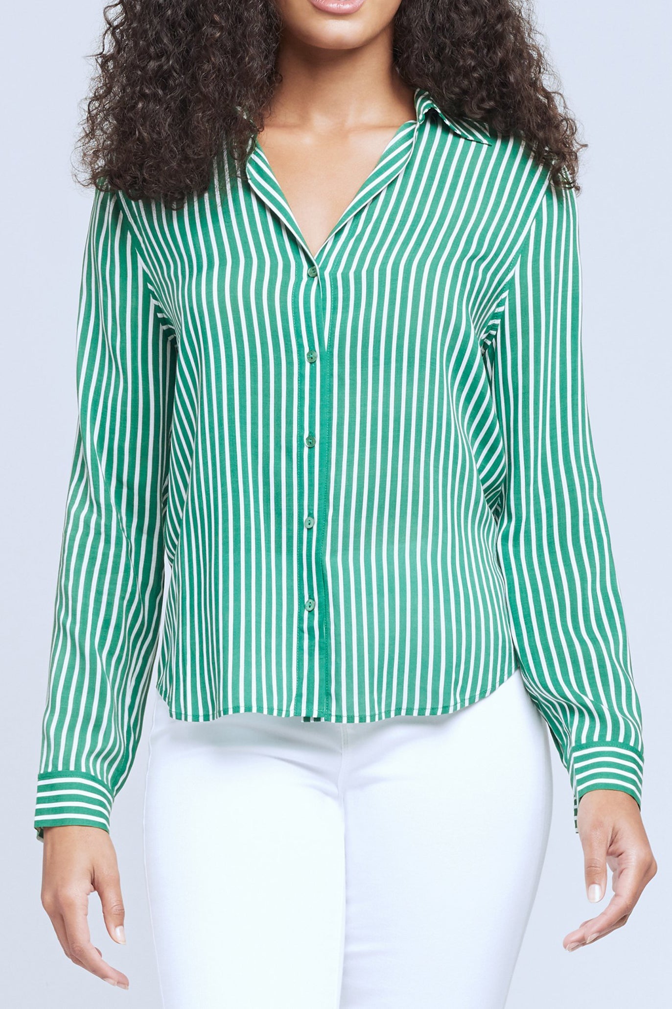 L'AGENCE Holly Blouse in Amazon Green