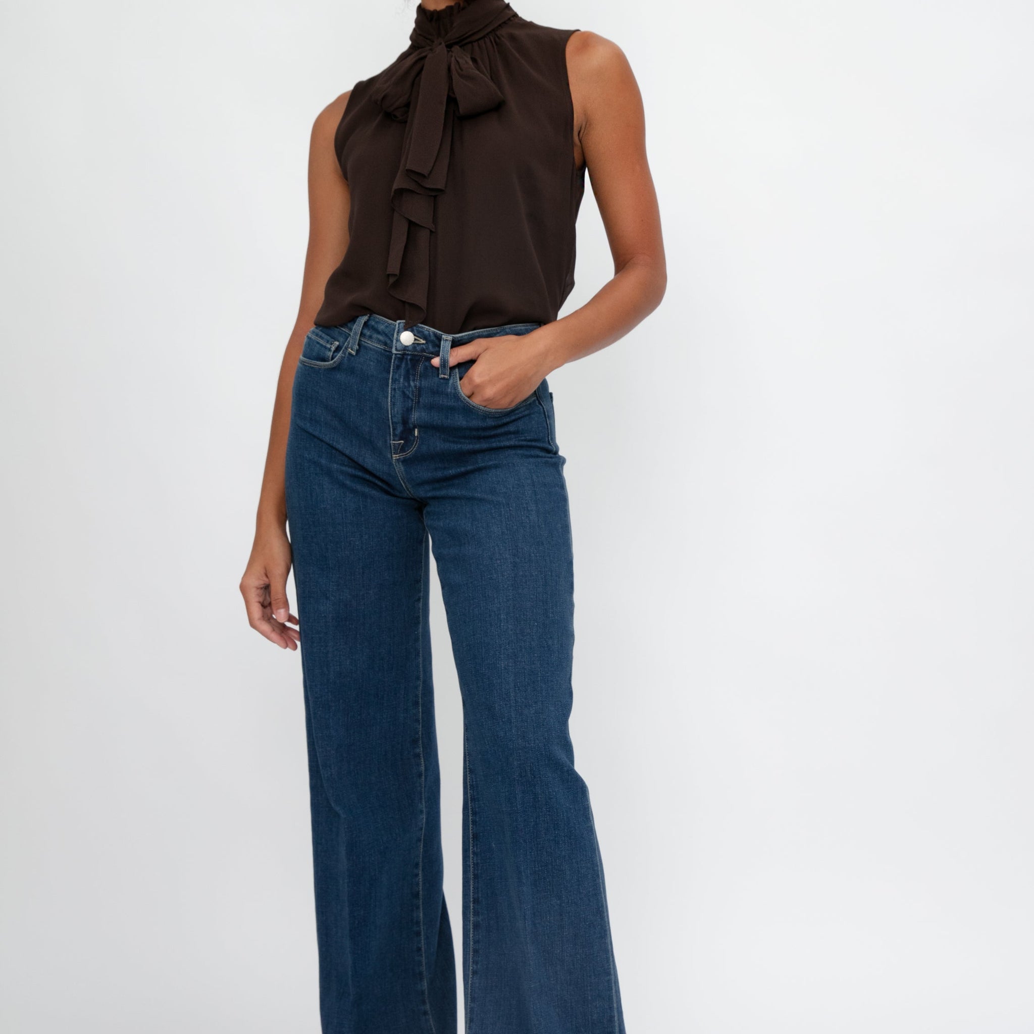 L'AGENCE Madden High Rise Wide Leg Jean in Durango
