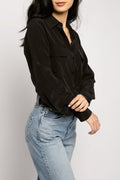 L'AGENCE Margaret Long Sleeve Blouse in Black