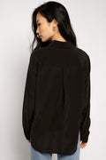 L'AGENCE Margaret Long Sleeve Blouse in Black